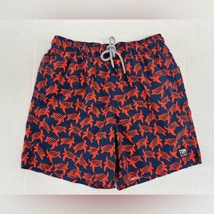Tom & Teddy Turtle Men's Swim Trunk | Navy & Orange NWT